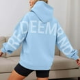 thumbnail image 2 of Oversize Hoodie for Women Fall Winter Letter Print Pullover Tops Long Sleeve Sweatshirt with Pockets Light Blue M, 2 of 6