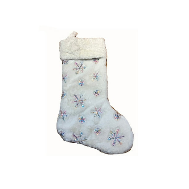 Tuscom Blue Stars Snowflake Christmas Stockings White Faux Fur Hanging Ornaments Candy Gift Bags For Christmas Decorations 20 8 6 Inch Walmart Com Walmart Com