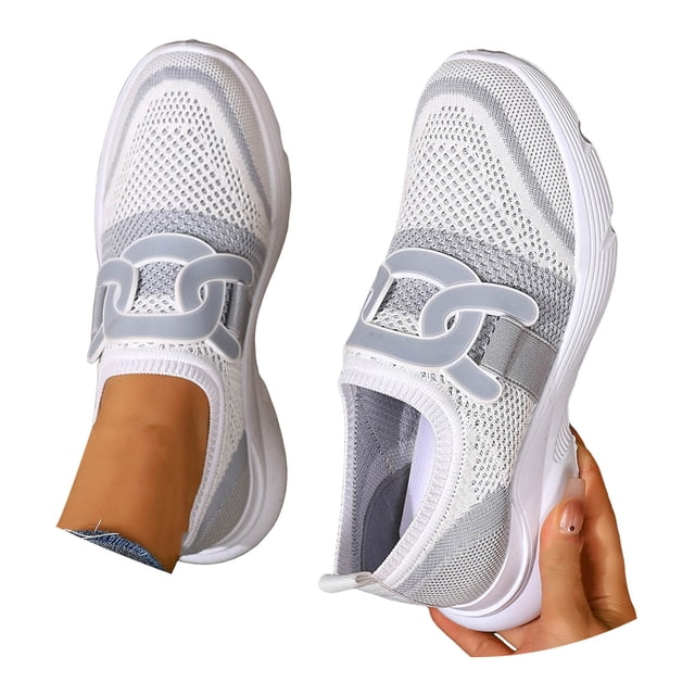 DXOUPM Chaussures de Marche pour Femmes Bout Rond à Enfiler Chaussures de Marche pour Dames Espadrilles Décontractées Légères
