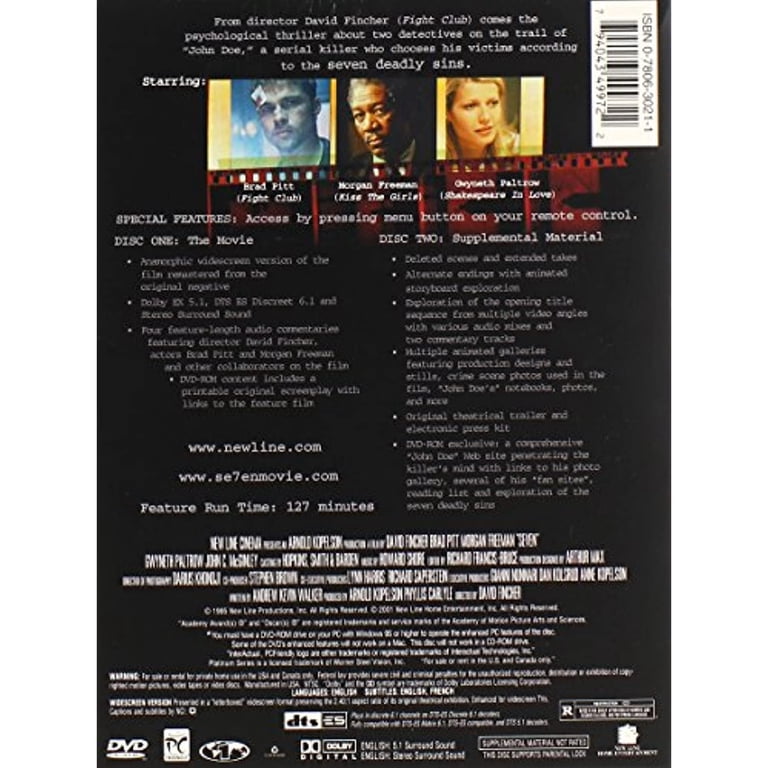 New Line Home Cinema, Seven Platinum Series DVD, 125 mins