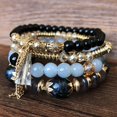 thumbnail image 1 of YOPTOP 4 Pcs Bracelets Perles Bohémiens Empilables pour Femmes Multicolores Extensible Bracelets Perles Superposées Bracelet Réglable, Noir, 1 of 5
