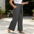 thumbnail image 5 of cocolona Womens Summer Casual Loose Plus Size Pants Elastic Waist Straight Wide Leg Vacation Lounge Trousers with Pockets, 5 of 5
