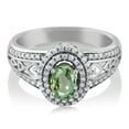 thumbnail image 2 of Gem Stone King 1.41 Ct Oval Green Sapphire 925 Sterling Silver Ring, 2 of 4