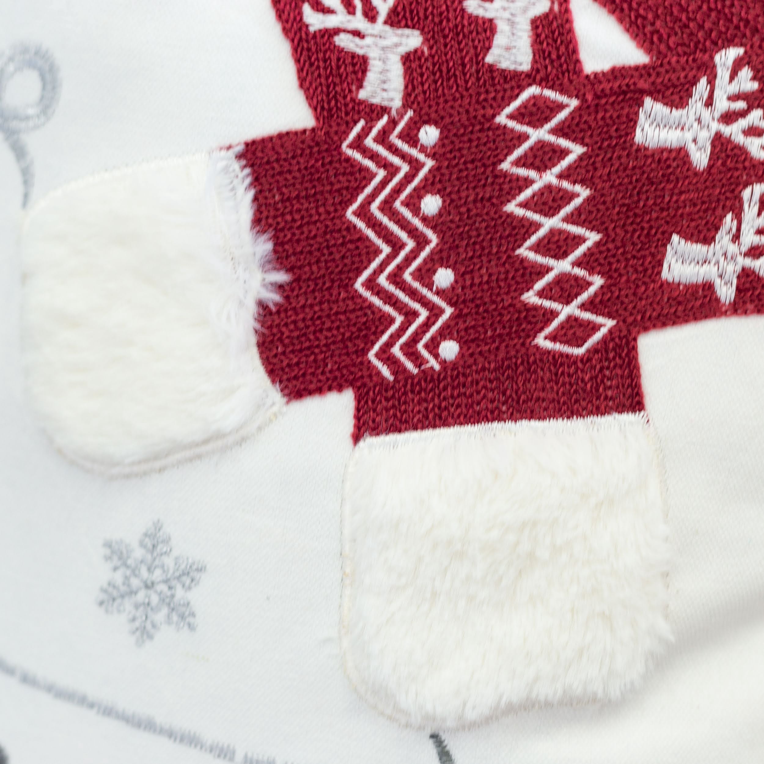 Let It Snow Embroidered Throw Pillow with 3D Red Knit Hat 20x20 Inch Cotton Holiday Decor