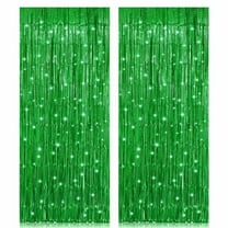 Green Foil Fringe Curtain, Holytech 2 Pack 3.2ft x 8.2ft Metallic Tinsel Foil Fringe Rain Curtain Streamers Photo Backdrop for St Patricks Day Decorations Birthday Christmas Party Decor