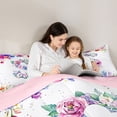 thumbnail image 4 of Castle Fairy Floral Letter S Full Size Comforter Sets 3 Pieces for Adults,Chic Flowers Bedding Sets,Pink Reversible, 4 of 6