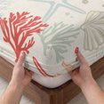 thumbnail image 3 of Full Size Fitted Sheet Set - Red Orange Coastal 3 Piece Bedding Sets 16" Deep Pocket Fitted Sheet with 2 Pillowcases Summer Beach Starfish Coral Nautical Rustic Brushed Microfiber Hotel Bed Sheets, 3 of 9