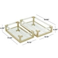 thumbnail image 3 of CosmoLiving by Cosmopolitan 20", 18"W Gold Metal Mirrored Tray with Acrylic Handles, 2-Pieces, 3 of 7