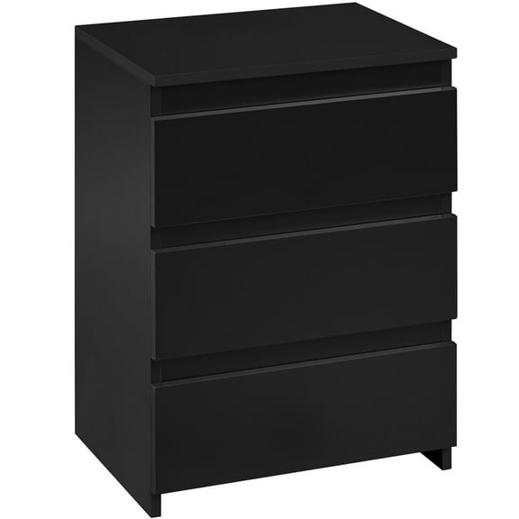 Beran7 Nightstand with 3 Drawers, Wooden Bedside Table with Storage, Small Bedside Storage Cabinet Unit with Sturdy Base for Bedroom/Small Space,Black
