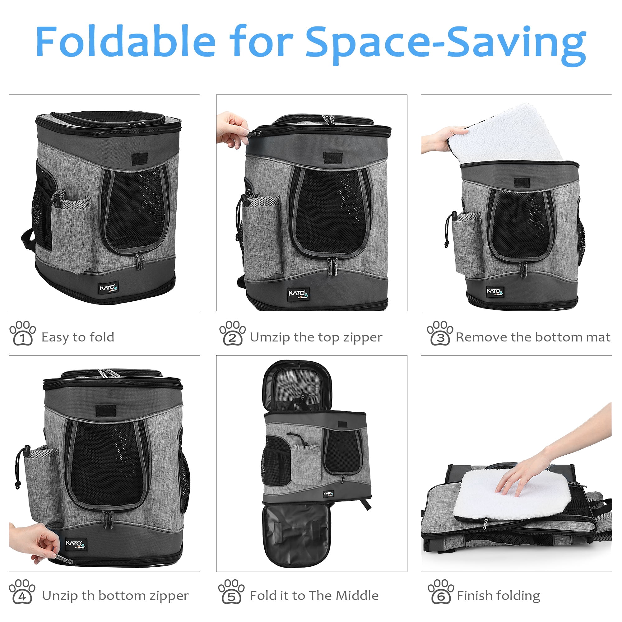 Pawsse Pet Carrier Backpack for Dogs and Cats up to 15 lbs, 16" H x13.2" L x12" W, Black