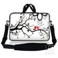 thumbnail image 1 of LSS Sac Pochette pour Ordinateur Portable 15,6 Pouces Compatible avec Acer, Asus, Dell, HP, Sony, MacBook et Plus / Étui de Transport avec Poignée et Bandoulière Ajustable, Rouge Accrocheur Lovebirds sur Noir et, 1 of 4