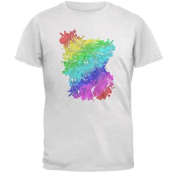 Rainbow Watercolor Easter Bunny Mens T Shirt White X-LG
