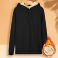 thumbnail image 2 of Women's Warm Lamb Wool Hoodie Solid Color Round Neck Long Sleeve Threaded Drawstring Casual Sweatshirt for Autumn Winter, 2 of 8