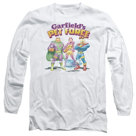 Garfield Heroes Await Long Sleeve Adult 18/1 T-Shirt White