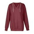 thumbnail image 6 of Timegard Hoodies for Women Deep V Neck Sweatshirts Pullover Fall Casual Loose Long Tops with Pockets, 6 of 6