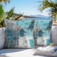 thumbnail image 3 of Teal Grey Throw Pillow Covers 16x16 Inch Set of 2, Abstract Art Oil Painting Modern Geometric Waterproof Outdoor Pillow Covers, Decorative Cushion Pillowcases for Couch, Sofa, Bed, Garden, Patio, 3 of 9