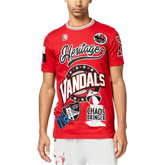 Heritage Mens Vandals Graphic T-Shirt, Red, Large