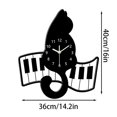 thumbnail image 3 of Piano Cat Wall Clock for Living Room Music Classroom Silent Clock Acrylic Clockwork, 3 of 5