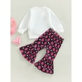 thumbnail image 4 of Bagilaanoe 2Pcs Toddler Baby Girl Boy Valentine's Day Outfits Letter Heart Print Long Sleeve Pullover Tops + Flare Trousers 6M 12M 18M 24M 3T 4T Kids Long Pants Set, 4 of 9