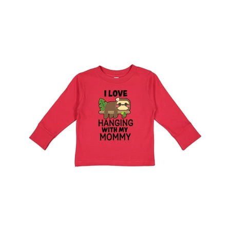 

Inktastic I Love Hanging out with My Mommy with Sloth Gift Toddler Boy or Toddler Girl Long Sleeve T-Shirt