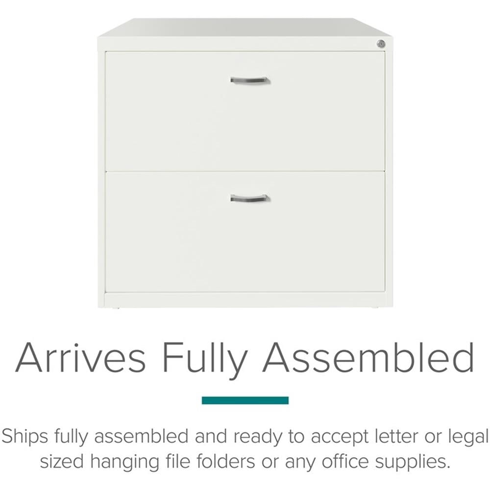 Maklaine Home Office Lateral Metal Filing Cabinet 30" Wide 2 Drawer White