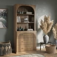 thumbnail image 3 of BELLEZE Display Storage Cabinet with Hutch, 72" Tall Wood Modern Bookshelf with 3 Drawers, Door Cabinet for Office, Study, Kitchen, Dining Living Room, Camel, 3 of 7