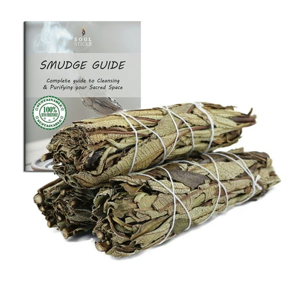 Ancient Veda 3 Pack Yerba Santa Sage Smudge Sticks Bundles & Smudge Guide