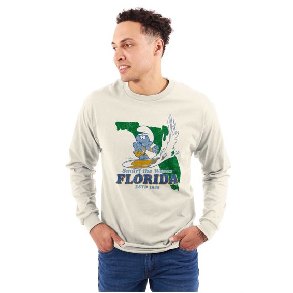 Florida FL Surf Beach Sunshine Smurf Long Sleeve TShirt Men Women Brisco Brands S