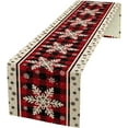 thumbnail image 6 of Christmas Table Runner, Red Black Buffalo Plaid Seasonal Winter Snowflake Xmas Merry Christmas Coffee Table Center Decor for Family Kitchen Outdoor Farmhouse Holiday Party Table Decorations, 13"x90", 6 of 6