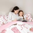 thumbnail image 4 of Manfei Pink Cowboy Boot Bow Print Full Size Comforter Sets for Girls, Cute Boots Bedding Sets, Pink Reversible, 3-Piece, 4 of 6