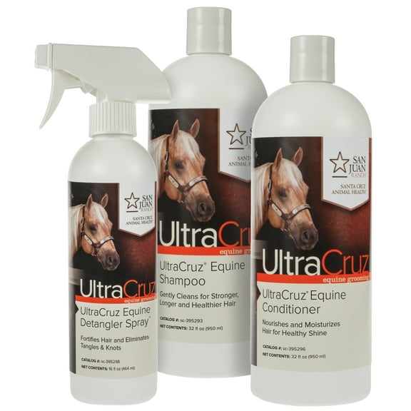 UltraCruz Equine Horse Shampoo and Conditioner Bundle, 32 oz each with 16 oz Detangler