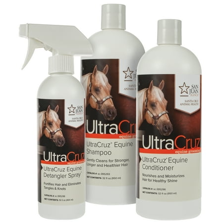 UltraCruz Equine Horse Shampoo and Conditioner Bundle, 32 oz each with 16 oz Detangler