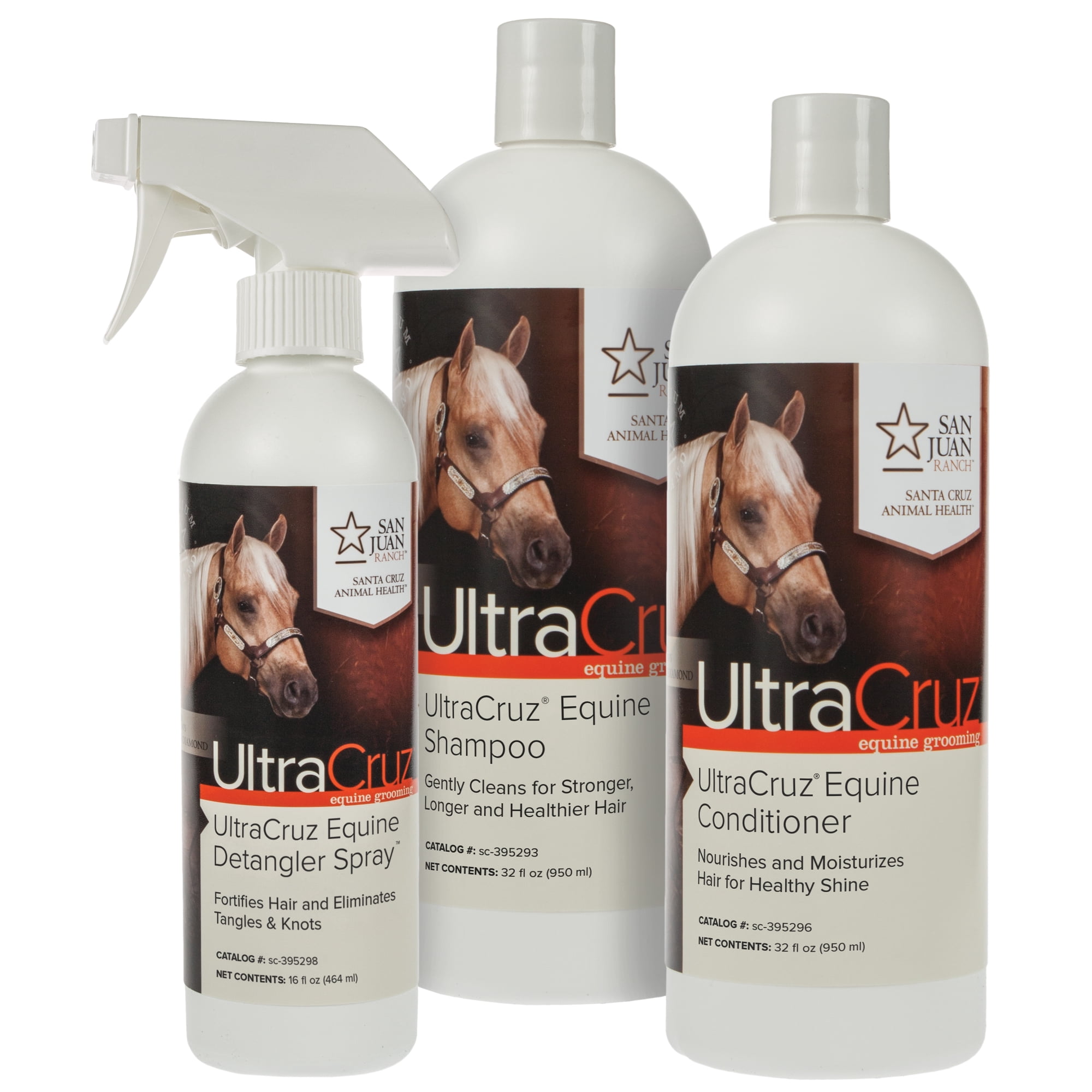 UltraCruz Equine Horse Shampoo and Conditioner Bundle 32 oz each with 16 oz Detangler