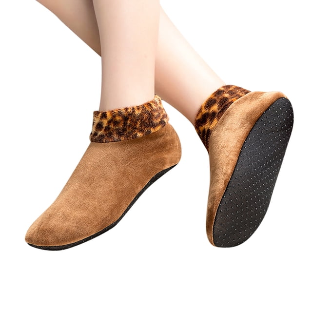 Chaussettes Thermiques Doublées Léopard pour Femmes Hiver Confort Intérieur