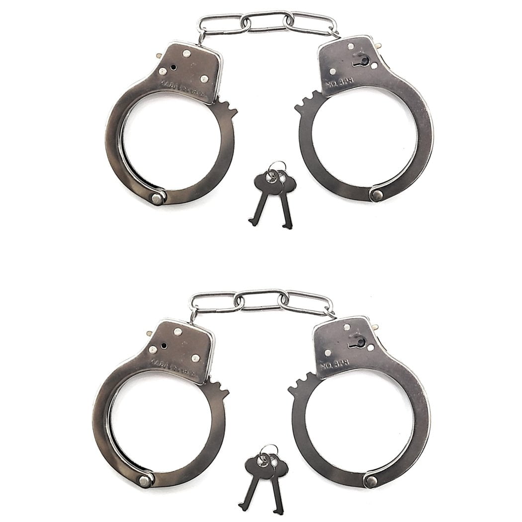 6 PAIR ELECTROPLATE GREY PLASTIC TOY HANDCUFFS  police handcuff PARTY FAVOR 