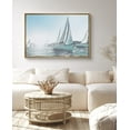 thumbnail image 2 of PixonSign Framed Canvas Print Wall Art Multiple Sailboats at Sea Marine Life Waterfall Photography Realism Nautical Scenic Colorful Blue for Living Room, Bedroom, Office - 16"x24" Natural, 2 of 5