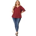 thumbnail image 3 of Women's Plus Size Blouse Pin Dots Smocked Floral Boho Blouses Red 2X, 3 of 7
