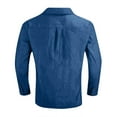 thumbnail image 4 of Evdexr Long Sleeve Shirt for Men Big and Tall Cowboy Tops Button Down Denim Tactical T Shirts Distressed Spread Collar Regular Fit Work Jean Shirt Blue 2XL, 4 of 4