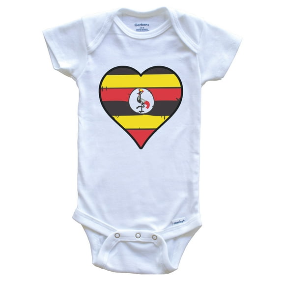 Uganda Heart Ugandan Flag Baby Bodysuit
