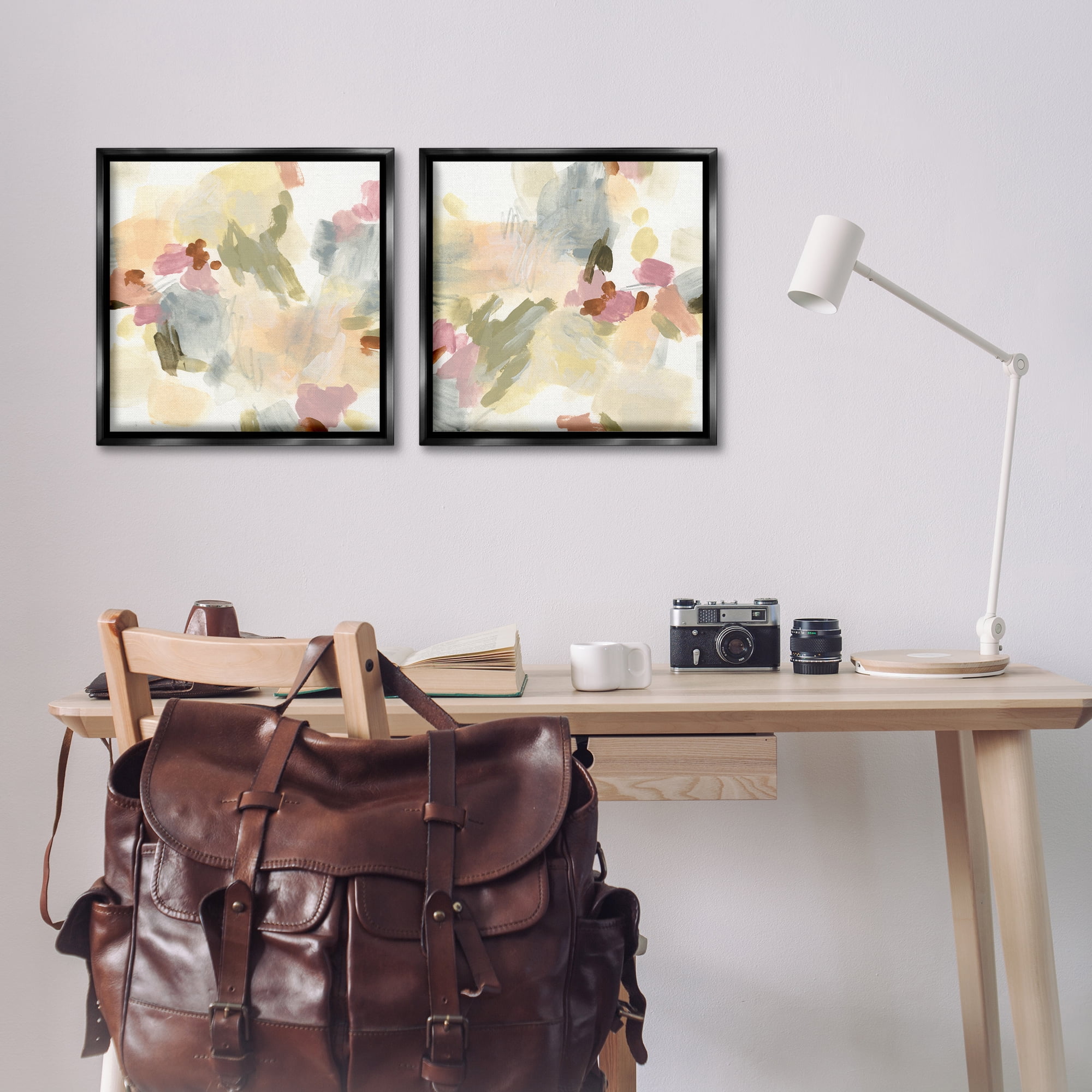 Stupell Industries Restless Abstract Splotches Abstract Painting Black Floater Framed Canvas Art Print Wall Art, 18 x 18, Set of 2