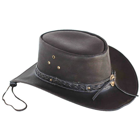 Horse Large Western Cowboy Indiana Jones Crushable Oiled Leather Outback Hat 24H07BR