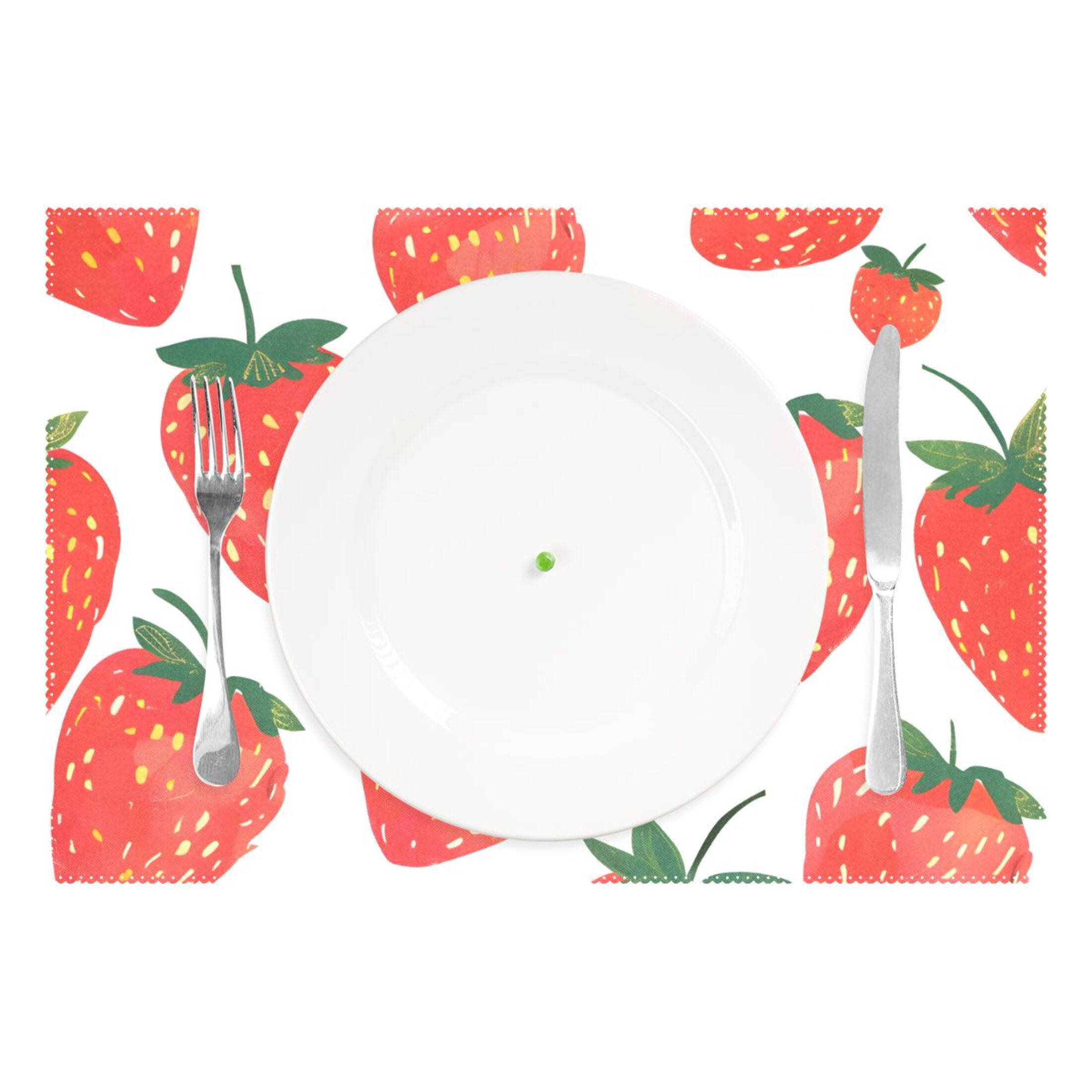 Strawberries 12×18 inch Placemats Heat Resistant Washable Foldable Rectangular Placemats Set Decoration Indoor Outdoor for Kitchen Dining Table 6PCs