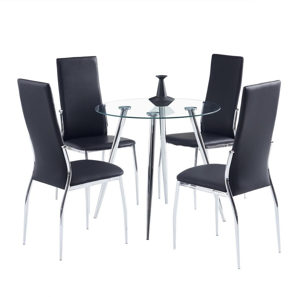 SalonMore Dining Table Set with Chairs, Round Glass Table Set Modern