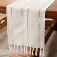 thumbnail image 2 of CSChome Table Runner Farmhouse Style And Linen Table Runner for Wedding Dining Decor Handwoven Retro Table Flag with Tassel, 2 of 7