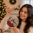 thumbnail image 3 of Christmas Pearl Diamond Painting Suncatcher Kit, DIY Handmade Craft with Hanging Chain, Lace Edge Round Acrylic Board, 3D Multi-Size Pearl Bead Art, Holiday Window Wall Ornament, 1Pc B, 3 of 8