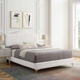 thumbnail image 2 of Tufted Platform Bed Frame, King Size, Velvet, White, Modern Contemporary Urban Design, Bedroom Master Guest Suite, 2 of 10
