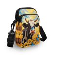 thumbnail image 3 of HELLHERO 2 Zippers Women Messenger Bag, Unique Gift Polyester for Daily Commute or Casual Outings, Cow Sunflower Blue Butterfly Sunset, 3 of 7
