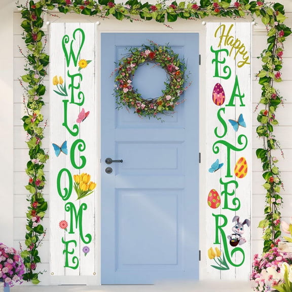 Niceauty 1Pair Easter Couplet Door Wall Decoration in Green Suitable for Festive Celebrations
