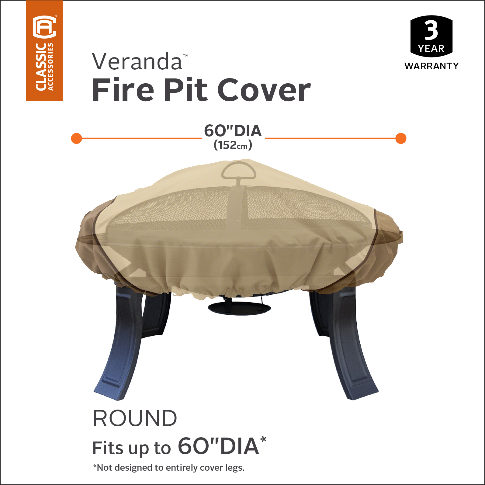 Classic Accessories Veranda™ Round Fire Pit Cover, Large - image 4 of 17