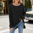 thumbnail image 4 of Pullover Sweaters for Women 2025 Long Sleeve Crewneck Loose Side Slit Plain Ribbed Knit Sweater Tops Fall Winter Outfits, 4 of 7